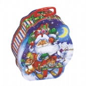 chocolate christmas hinged tin box with handle