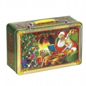 rectangular chocolate tin box with handle