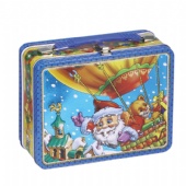 chocolate rectangular tin box with handle