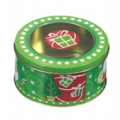 round coffee tin box with round window lid