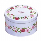 round tea tin box with slip lid