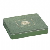 green rectangular tea tin box