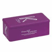 purple rectangular tea tin box