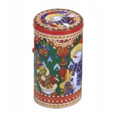 round tea tin box with handle