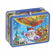 double lid rectangular tea tin box with handle