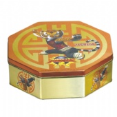 octagonal tea tin box