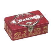 rectangular tea tin box with lock