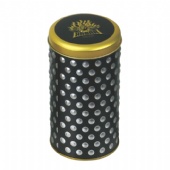 round tea tin box with circle dot embossing