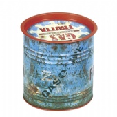 vintage oil drum shaped tea tin box