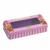 customized rectangular tea tin box with window