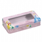 rectangular window tea tin box