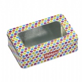 rectangular shaped tea tin box with window lid