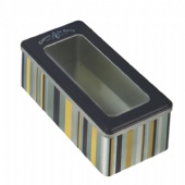 rectangular tea tin box with lid window