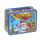 Christmas wine tin box with handle and lock