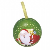 Metal Christmas Ball Ornament Gift Tin Box