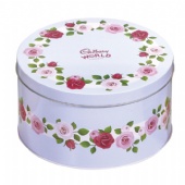 round biscuit tin box with slip lid