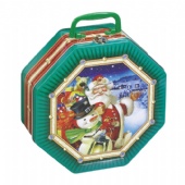 octangle biscuit tin box with handle