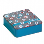 step lid square biscuit tin box