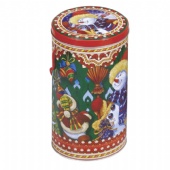 Christmas round biscuit tin box with handle