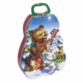 Christmas bear shaped tin box