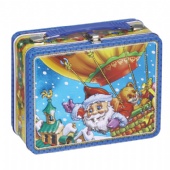 embossed Christmas rectangular biscuit tin box