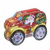 Christmas car tin box with handle and lock