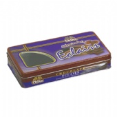 biscuit rectangular tin box with window lid