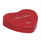 Heart shaped chocolate tin box