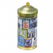 Tower house shaped biscuit tin box