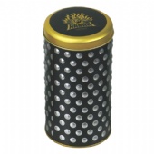 round biscuit tin box with dot embossing