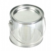 clear PET bucket with press tin lid and bottom