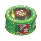 round biscuit tin box with lid window