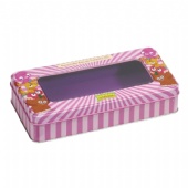 rectangular window tin box for biscuit packaing