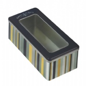 window rectangular biscuit tin box