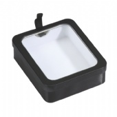 black rectangular window biscuit tin box