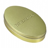 printed oval biscuit tin box with slip lid