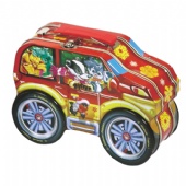 Christmas car tin box with handle and lcok