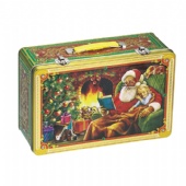 christmas tin box with handle