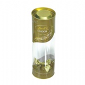 Clear Plastic Tube with tinplate lid and bottom