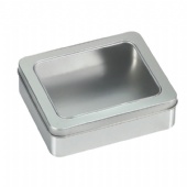 plain candy tin box with clear lid