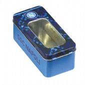 rectangular candy tin with clear lid