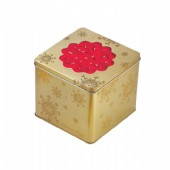 square promotional tin box with embossing