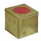 Christmas square candy tin box with snow flower embossing