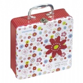 hinged square handle candy tin box