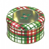 Round candy tin box with window