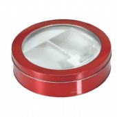 Window top lid round candy tin box