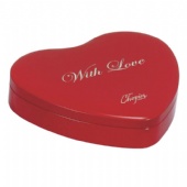 heart shaped candy tin box with neck-in body