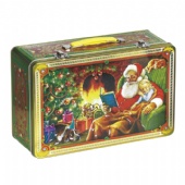 Christmas candy tin box with handle and lock