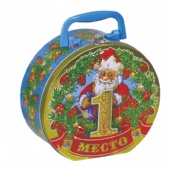 round candy tin box with handle and lock