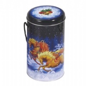 Christmas round handle candy tin box